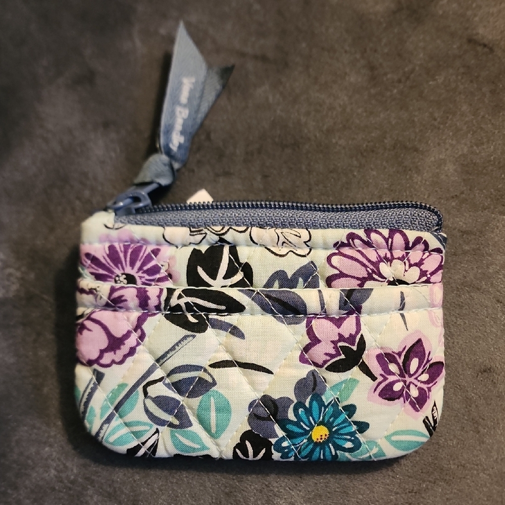 Vera Bradley Purple and Blue Cosmetic Bag with Floral Design